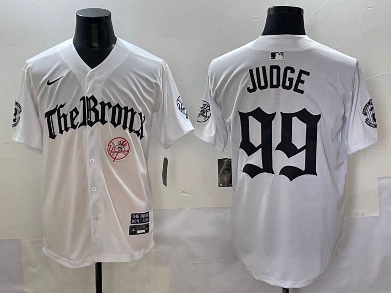 Men 2025 New York Yankees #99 Judge White Five generations Joint Name Nike MLB Jersey style 36
